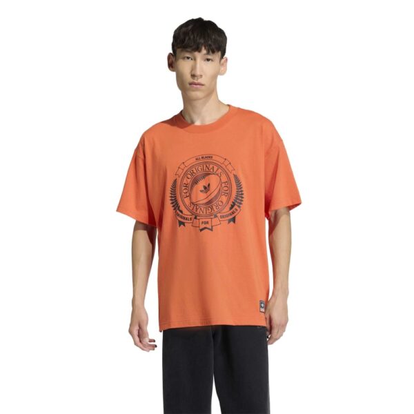 All Blacks Adidas Originals Orange Graphic Loose Fit T-Shirt 2025 - Image 2