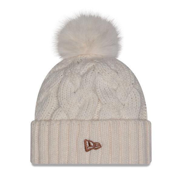 All Blacks New Era Ivory Knitted Faux Fur Pom Pom Beanie - Image 2
