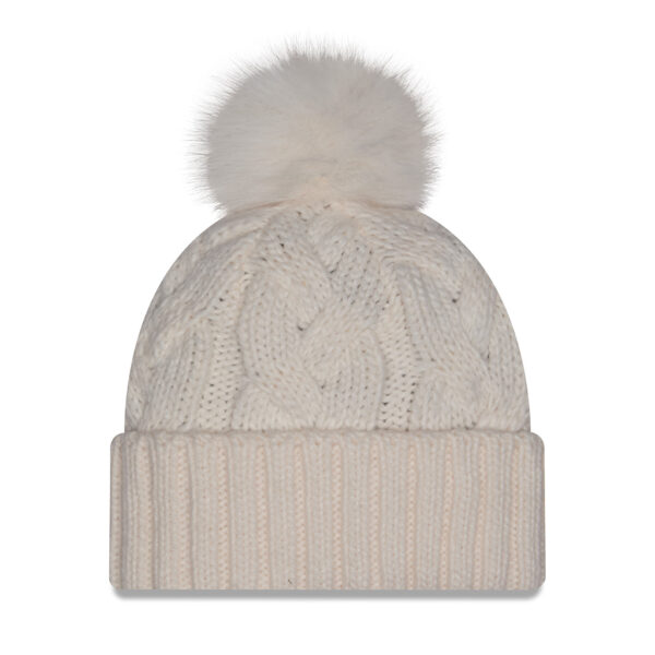 All Blacks New Era Ivory Knitted Faux Fur Pom Pom Beanie - Image 3