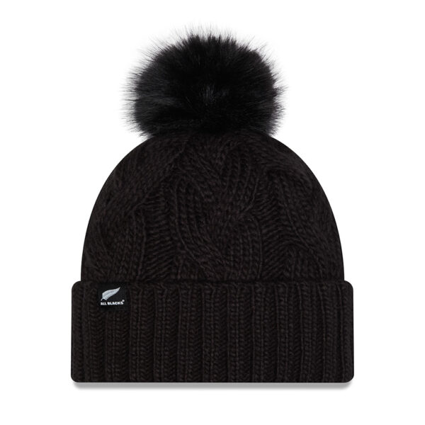 All Blacks New Era Black Knitted Faux Fur Pom Pom Beanie