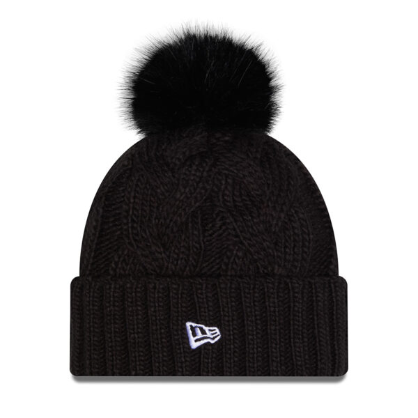 All Blacks New Era Black Knitted Faux Fur Pom Pom Beanie - Image 2